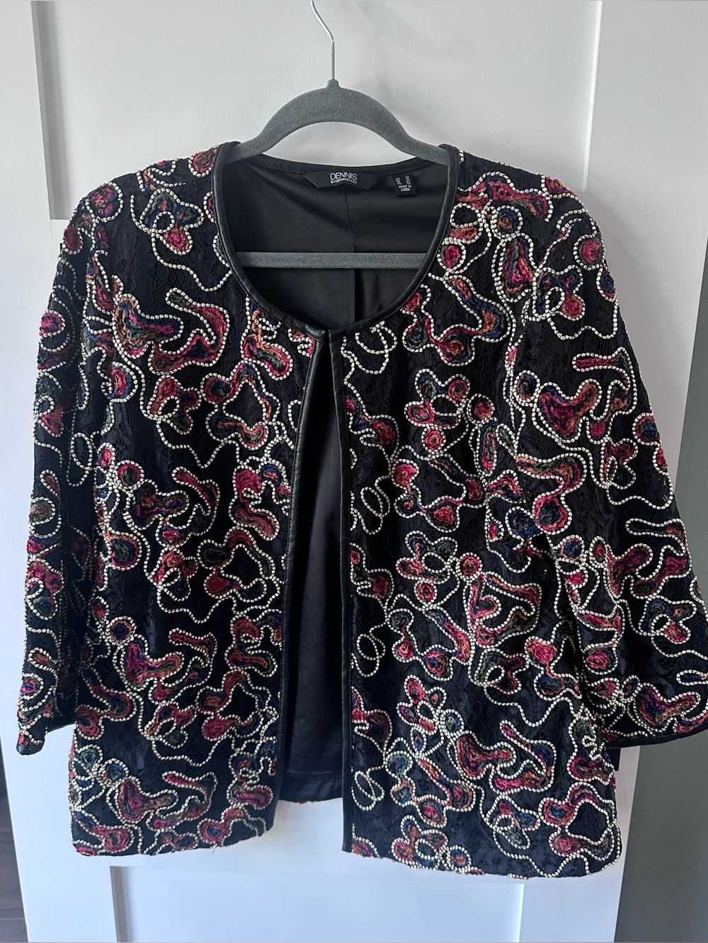 Dennis, By Dennis Basso Blazer-Color Black With Others-Lace With Embroidery-12